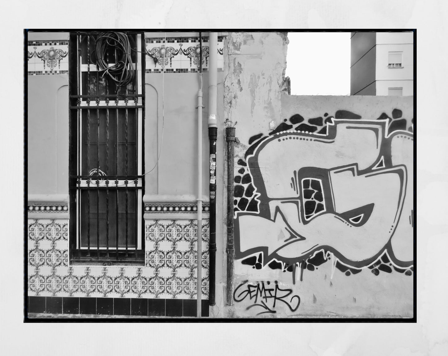 Valencia Spain Print Spanish Tile Black And White Wall Art