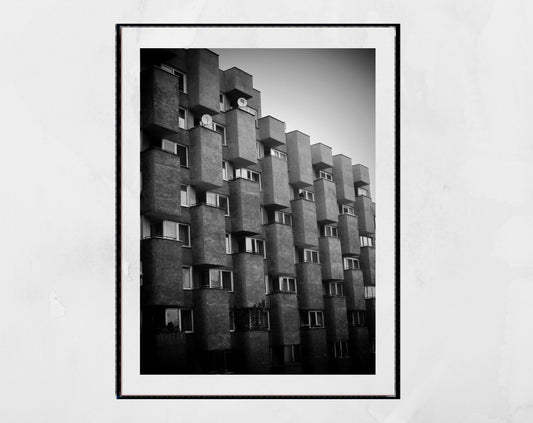 Brutalist Poster Warsaw Architecture Black And White Photography Print