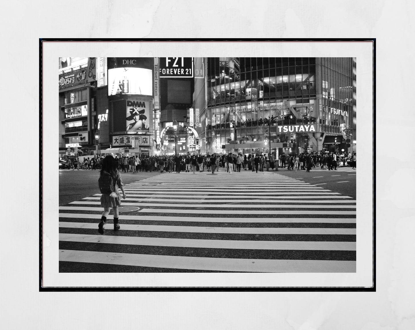 Tokyo Shibuya Crossing Black And White Photography Print