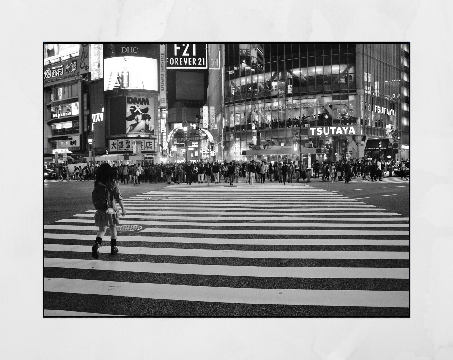 Tokyo Shibuya Crossing Black And White Photography Print
