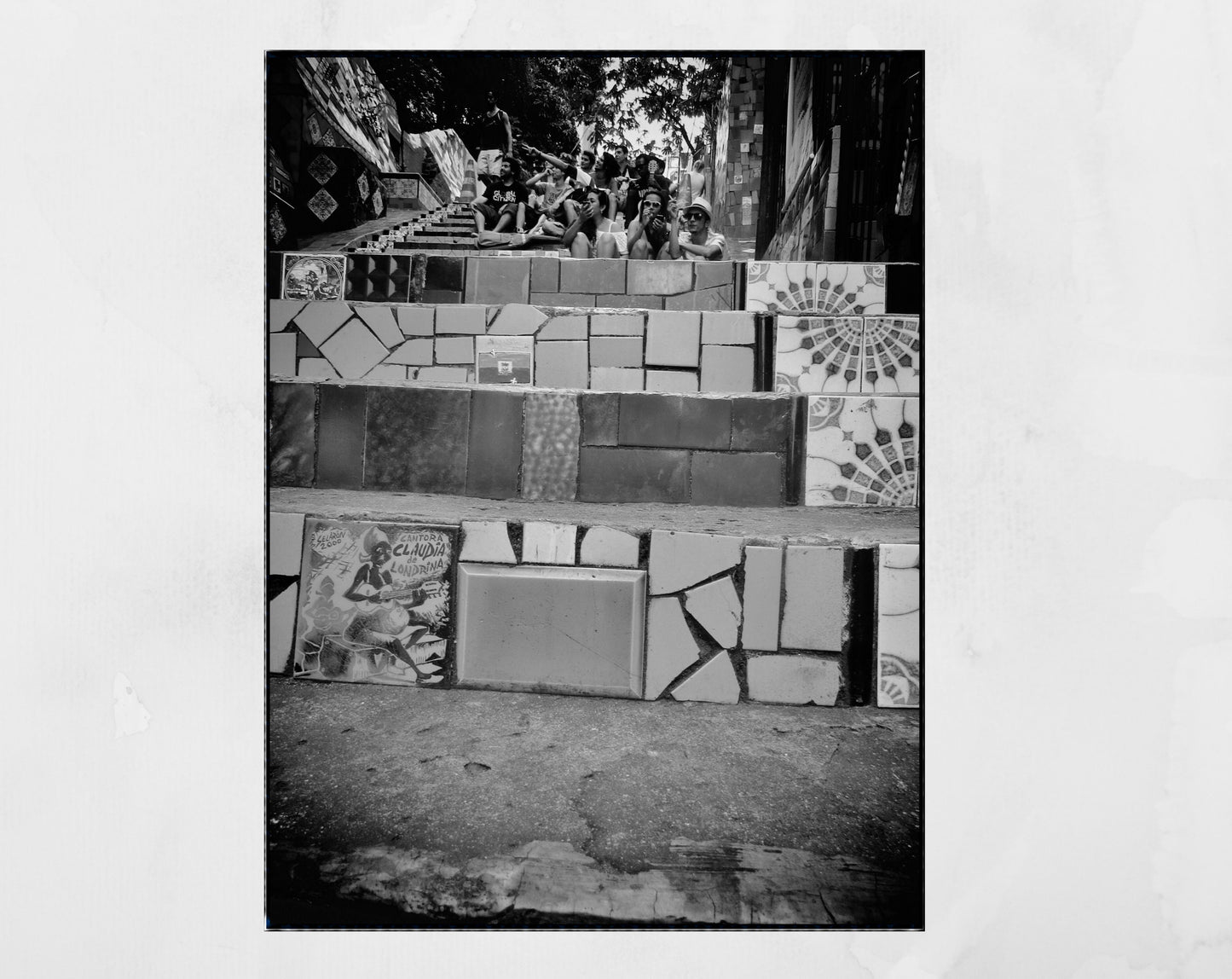 Selaron Steps Rio de Janeiro Black And White Poster