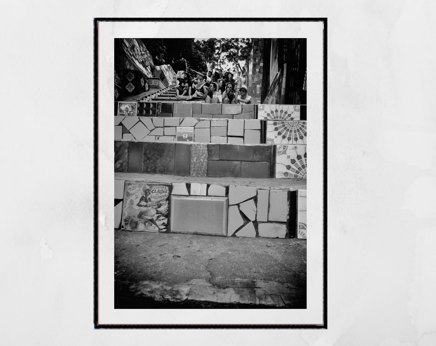 Selaron Steps Rio de Janeiro Black And White Poster