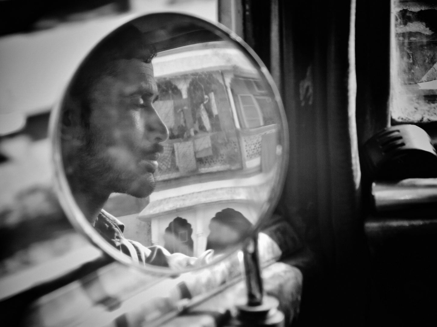 Mumbai India Taxi Driver Black And White Photography Print