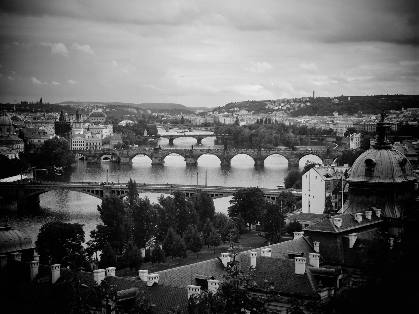 Prague Poster Letna Gardens Black And White Photography Print
