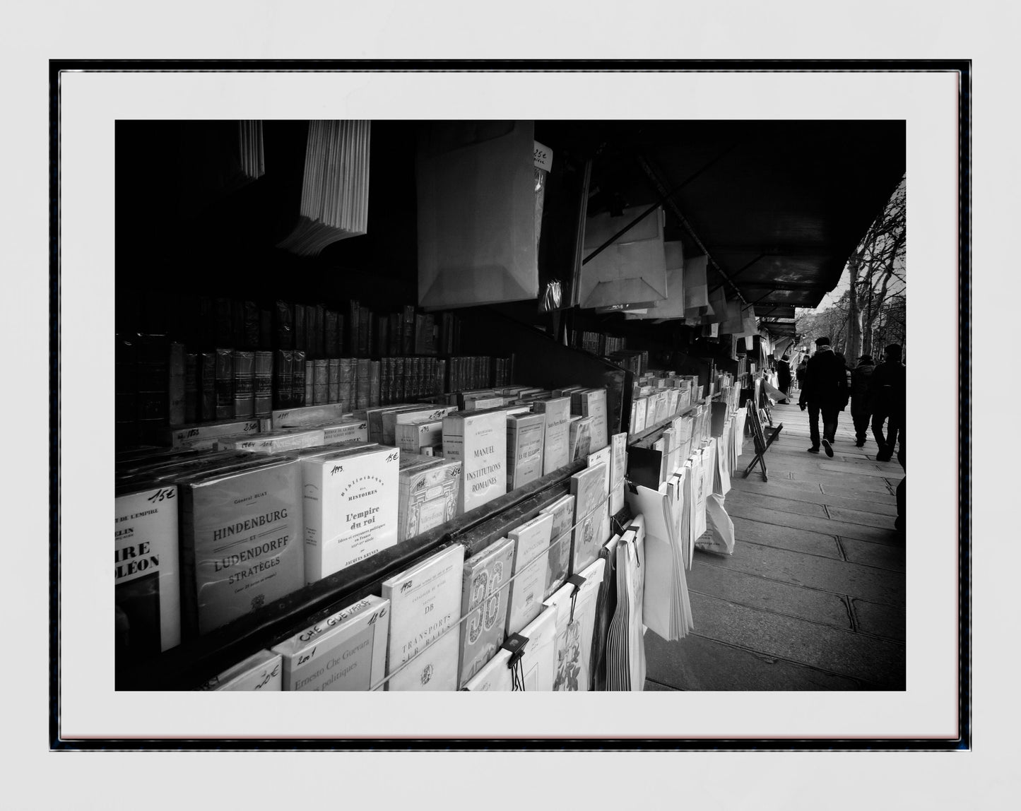 Paris Bouquinistes Black And White Photography Print