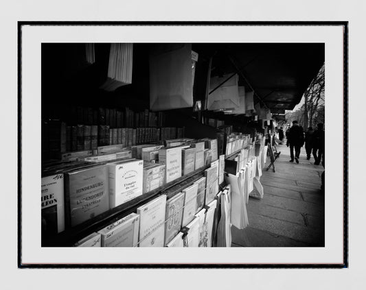 Paris Bouquinistes Black And White Photography Print
