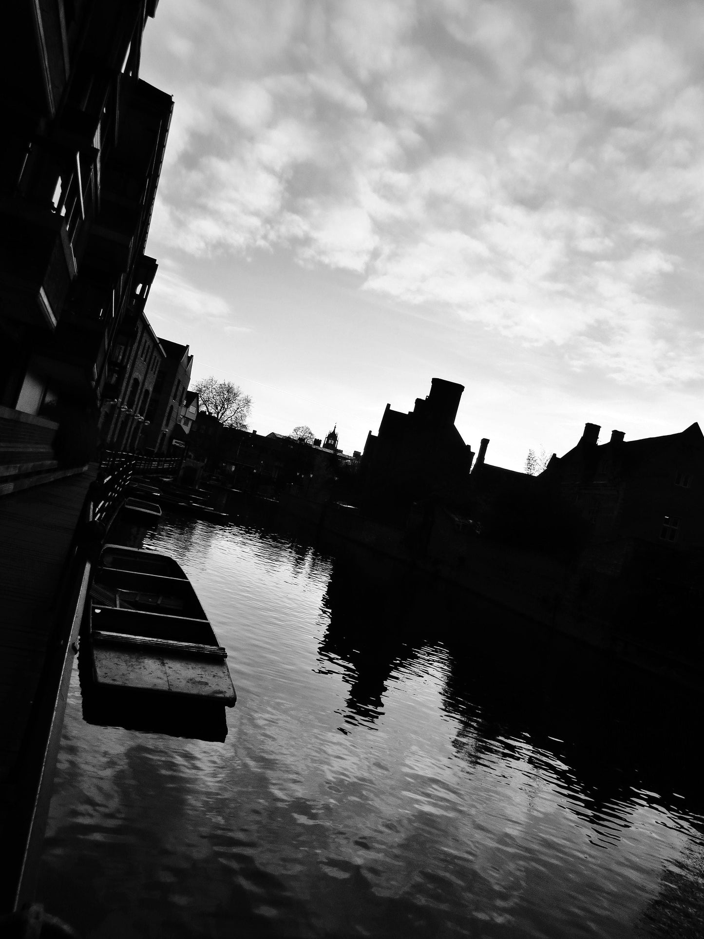 Cambridge England River Cam Black And White Photography Print