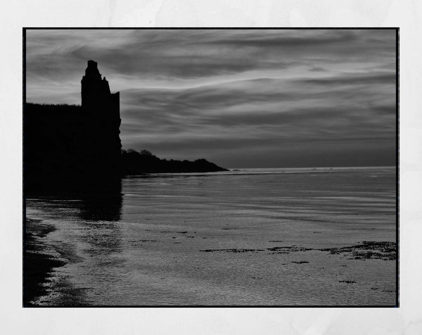 Greenan Castle Ayrshire Scotland Sunset Black And White Photography Print