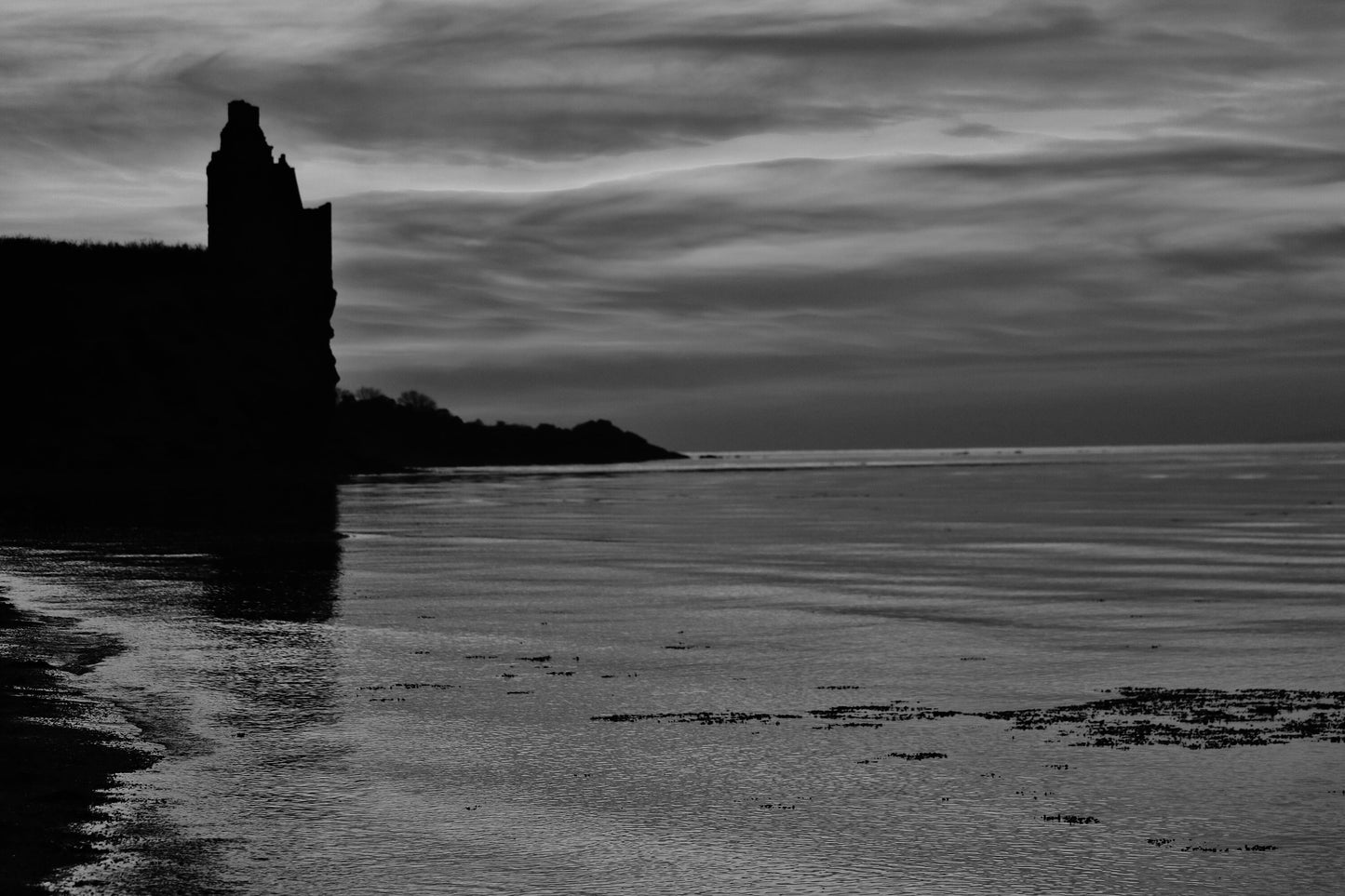 Greenan Castle Ayrshire Scotland Sunset Black And White Photography Print
