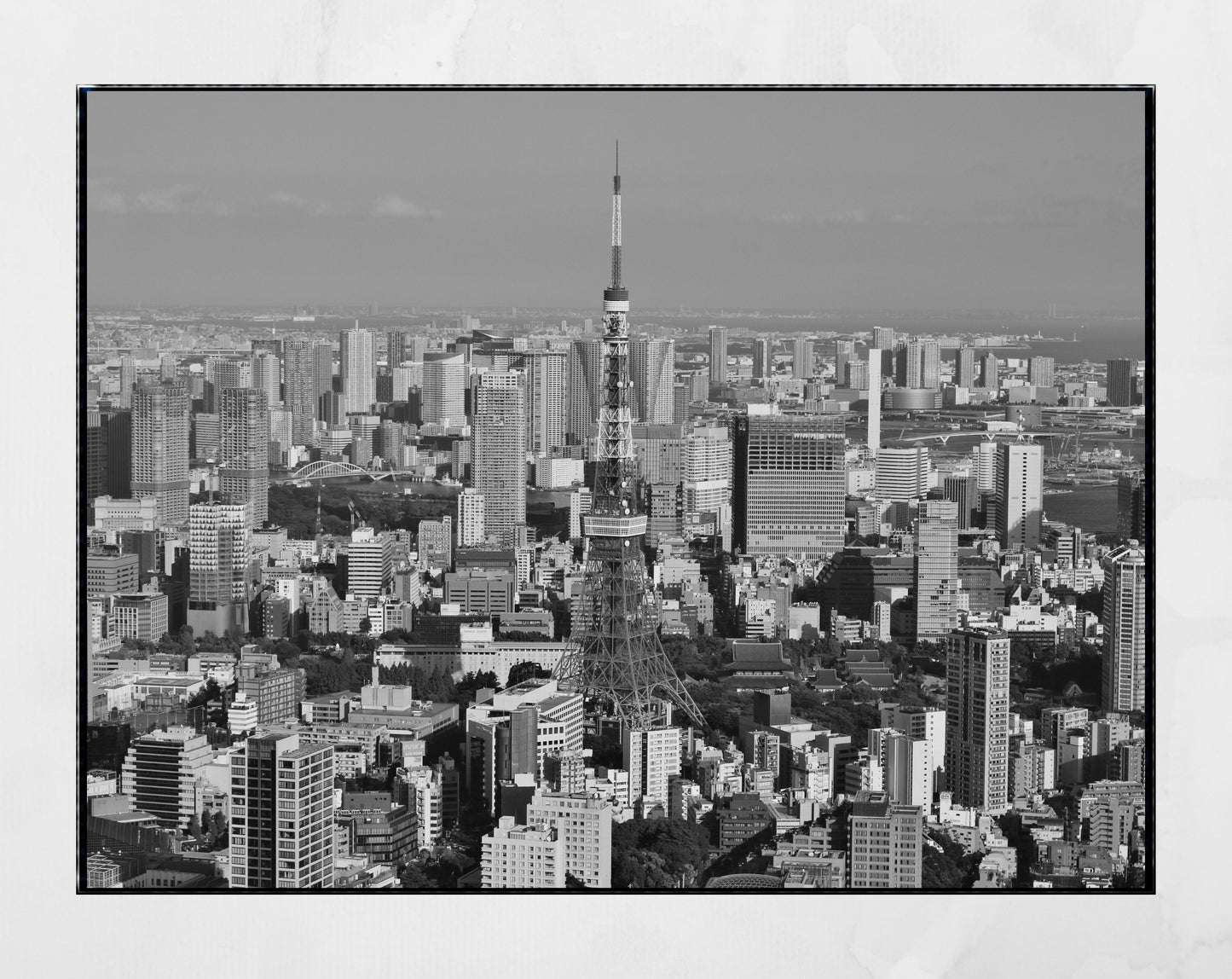 Tokyo Tower Skyline Poster Black And White Photography Print
