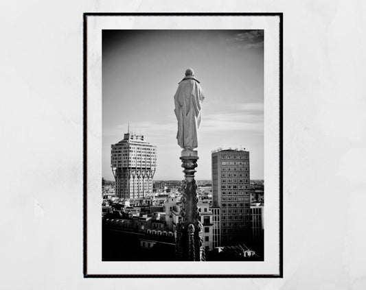 Milan Duomo Torre Velasca Black And White Photography Print