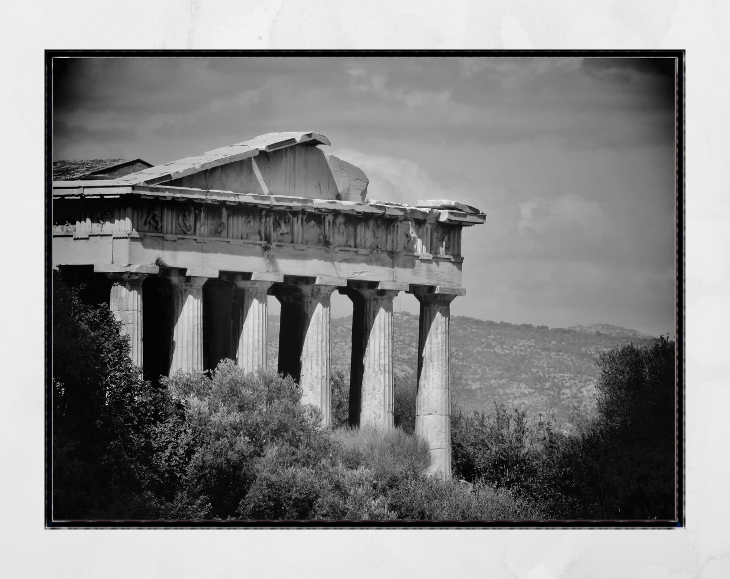 Athens Ancient Greece Temple of Hephaestus Black And White Photography Print