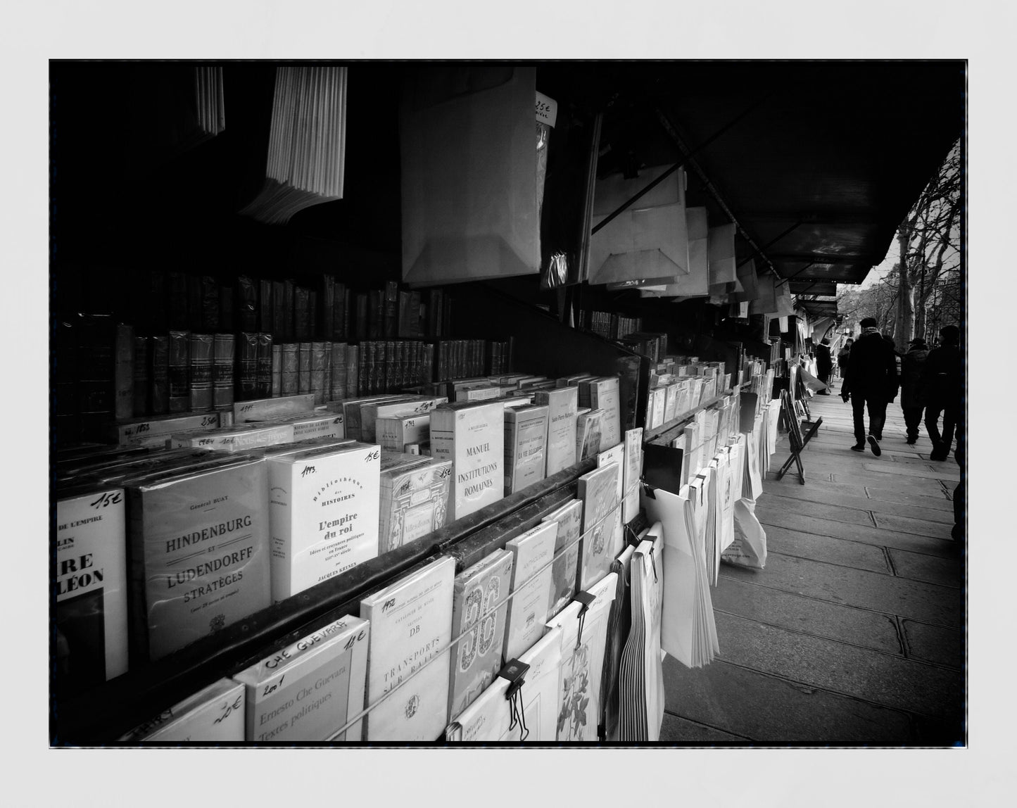 Paris Bouquinistes Black And White Photography Print