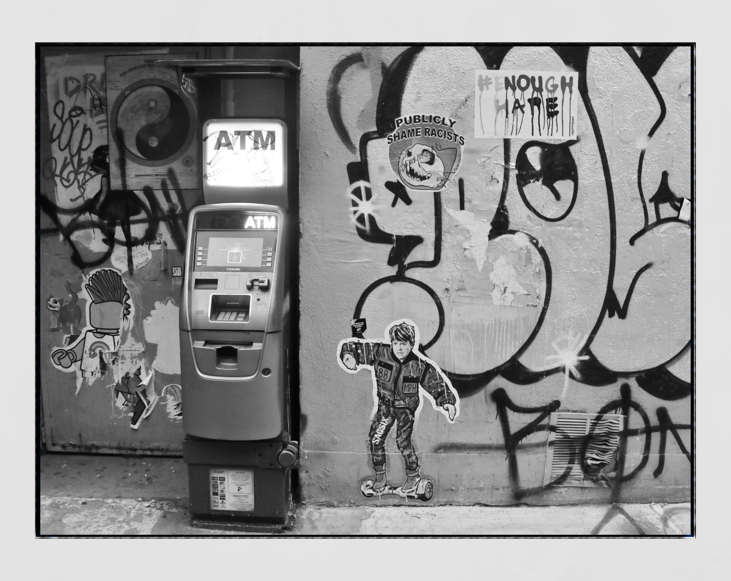 New York Street Art Graffiti Black And White Photography Print