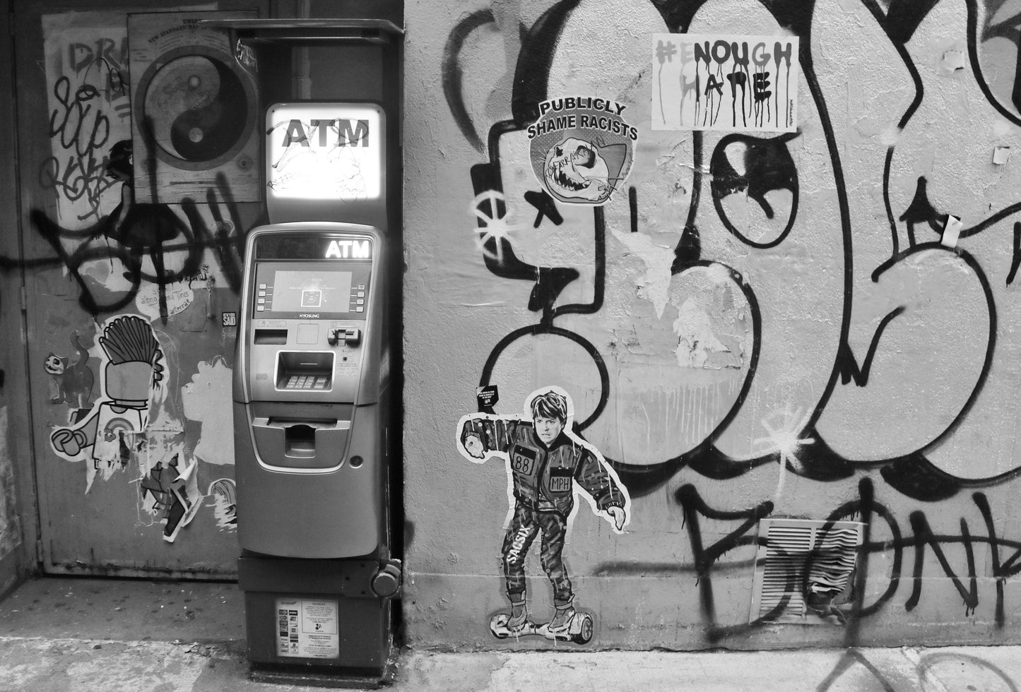 New York Street Art Graffiti Black And White Photography Print
