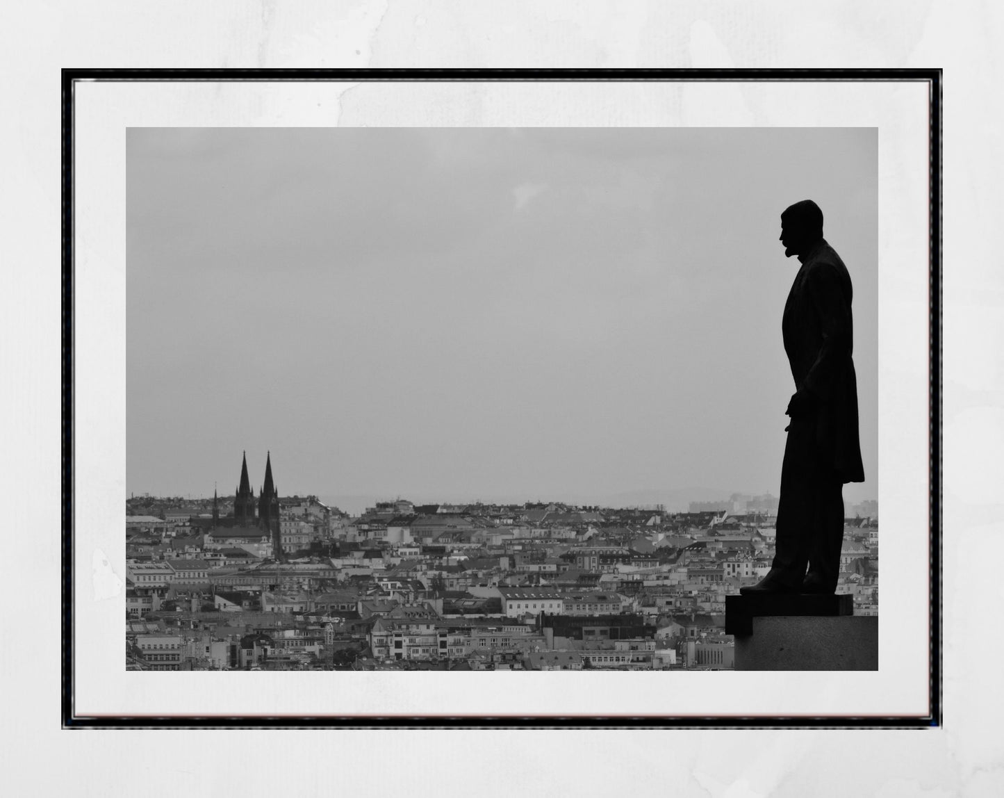 Prague Skyline Photography Masaryk Black And White Czech Republic Print