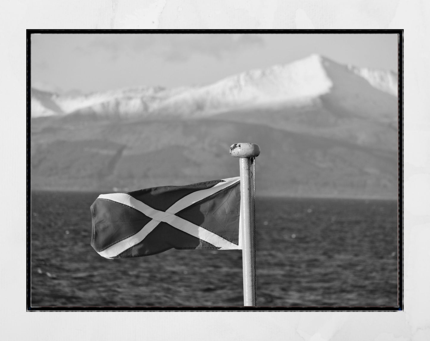 Scotland Flag Saltire Isle Of Arran Black And White Photography Print