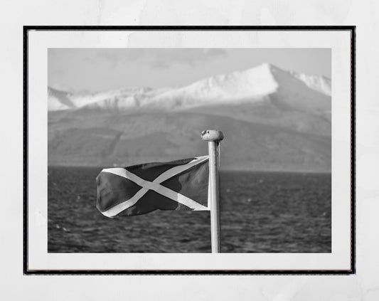 Scotland Flag Saltire Isle Of Arran Black And White Photography Print