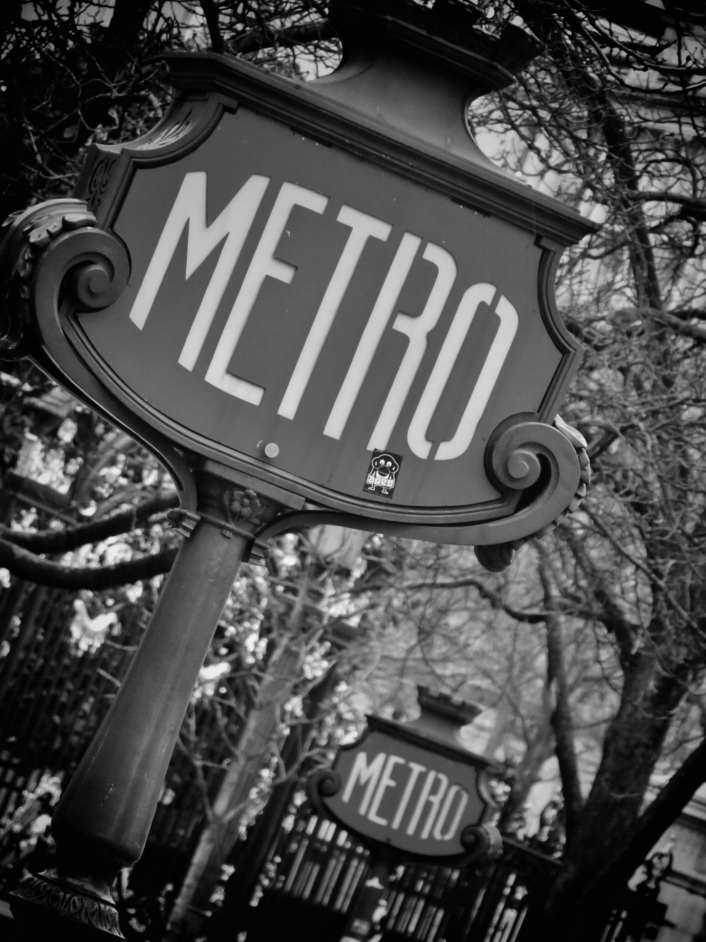 Paris Metro Poster Black and White