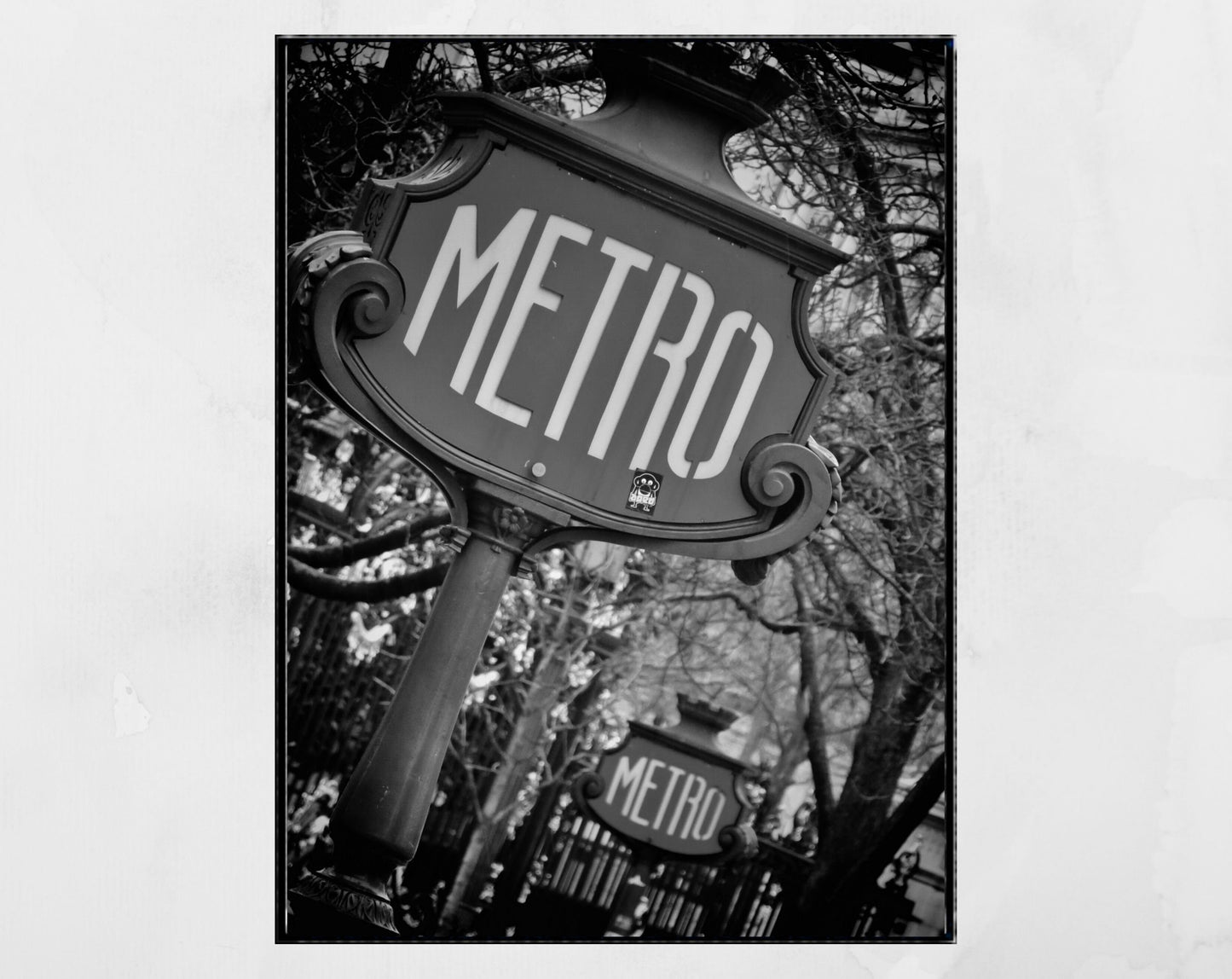 Paris Metro Poster Black and White