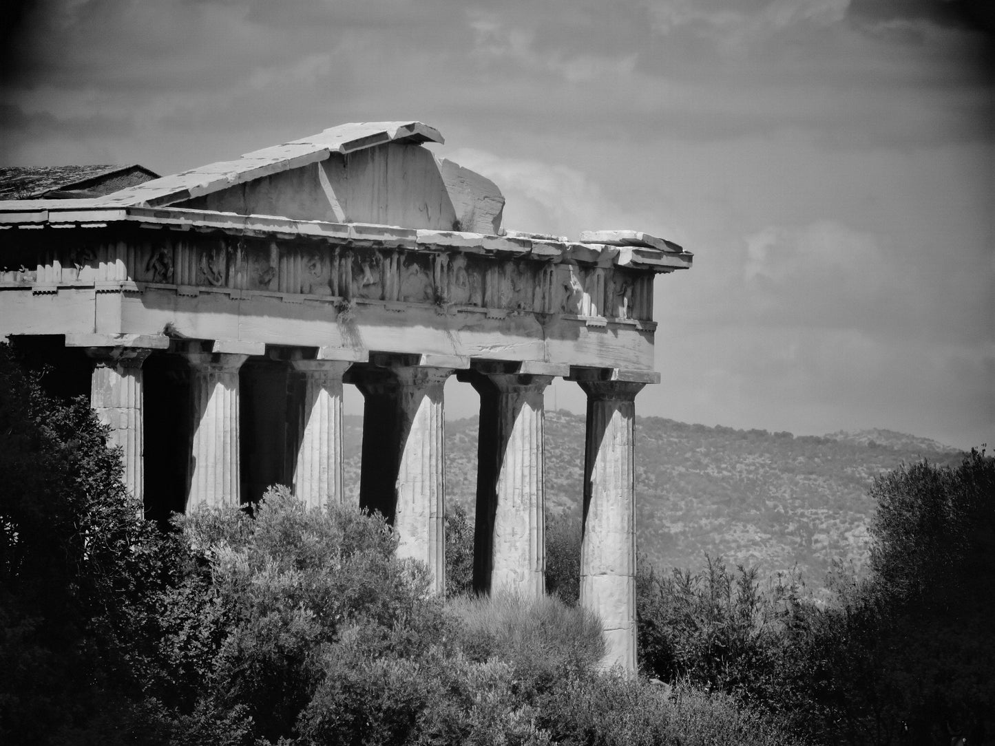 Athens Ancient Greece Temple of Hephaestus Black And White Photography Print