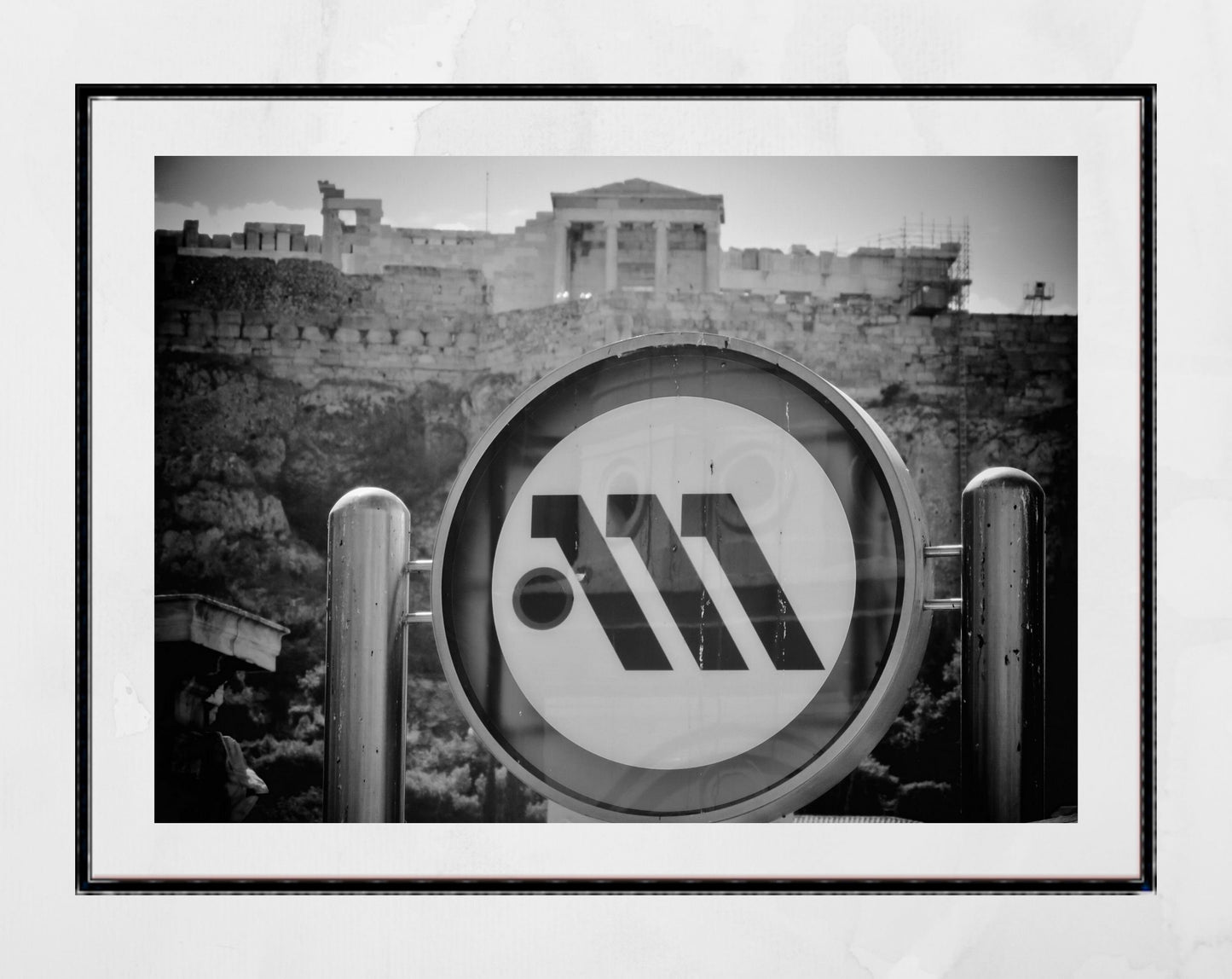 Athens Metro Photography Print Acropolis Black And White Poster