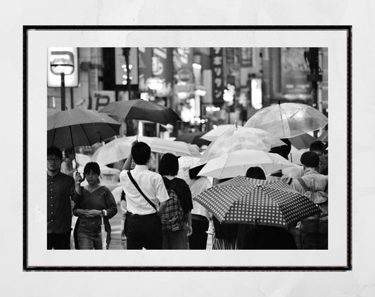 Kichijōji Tokyo In The Rain Street Black And White Photography Print