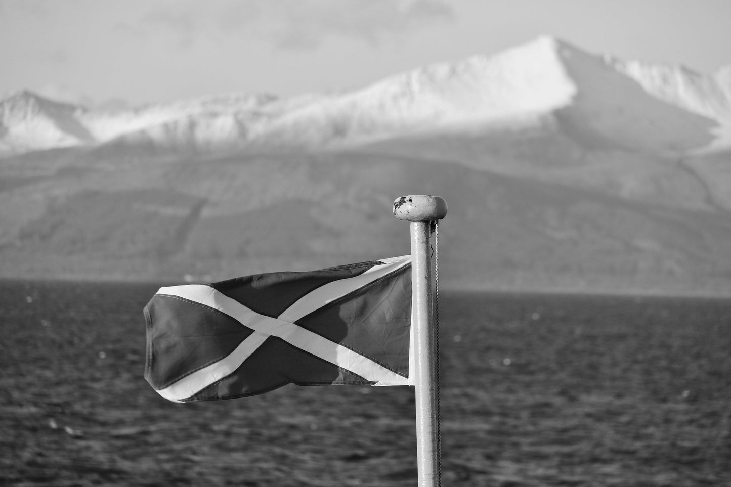 Scotland Flag Saltire Isle Of Arran Black And White Photography Print