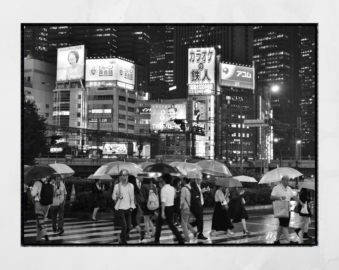 Tokyo In The Rain Shinjuku Black And White Photography Print