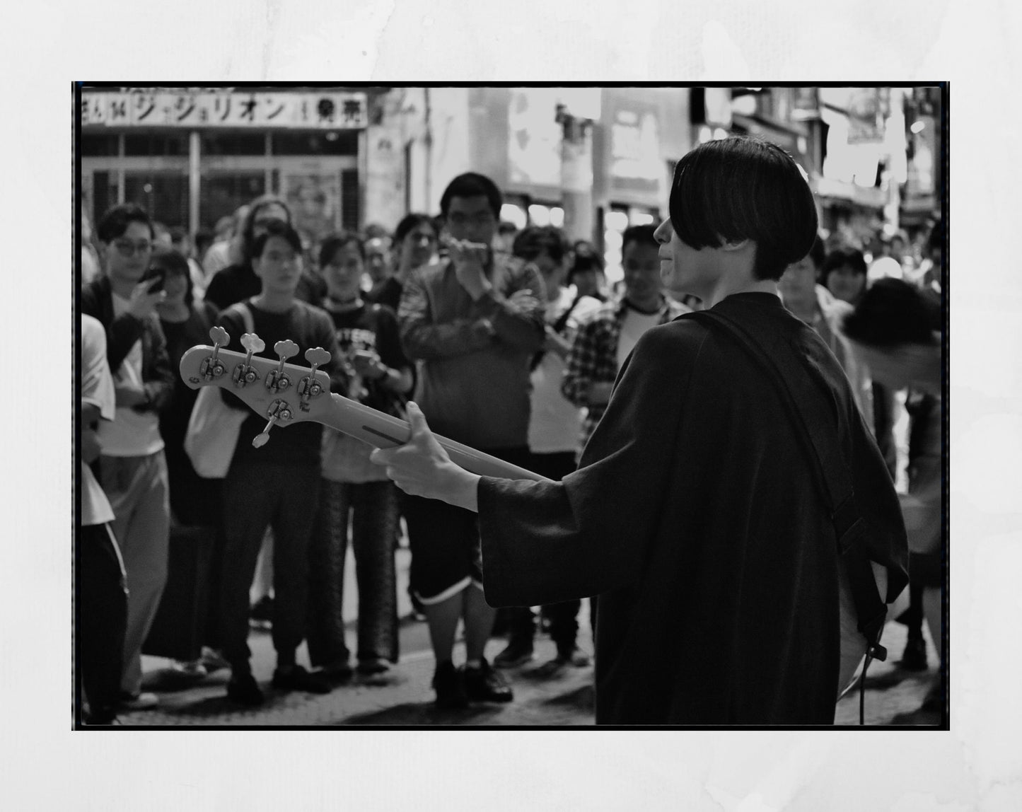 Guitarist Poster Shibuya Crossing Tokyo Print Street Black And White Photography