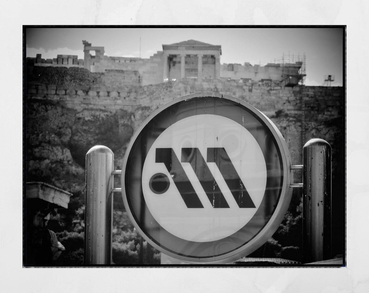 Athens Metro Photography Print Acropolis Black And White Poster