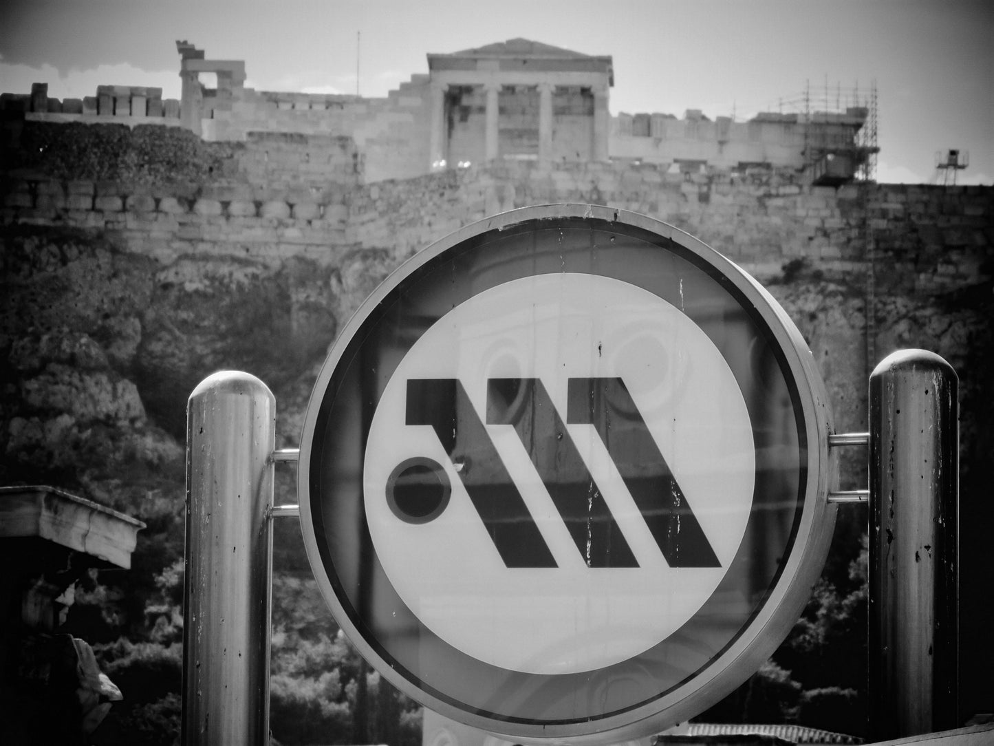 Athens Metro Photography Print Acropolis Black And White Poster