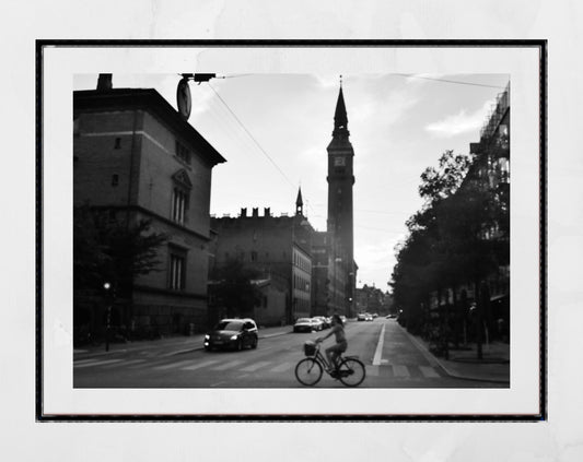 Copenhagen Cycling Black And White Street Photography Print