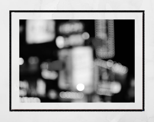 Gangnam Seoul Bokeh Black And White Photography Print