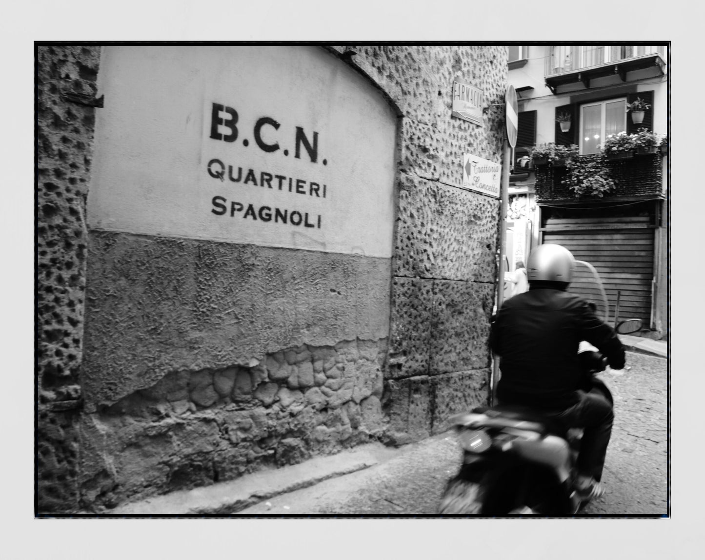 Naples Spanish Quarter Italy Black And White Photography Print