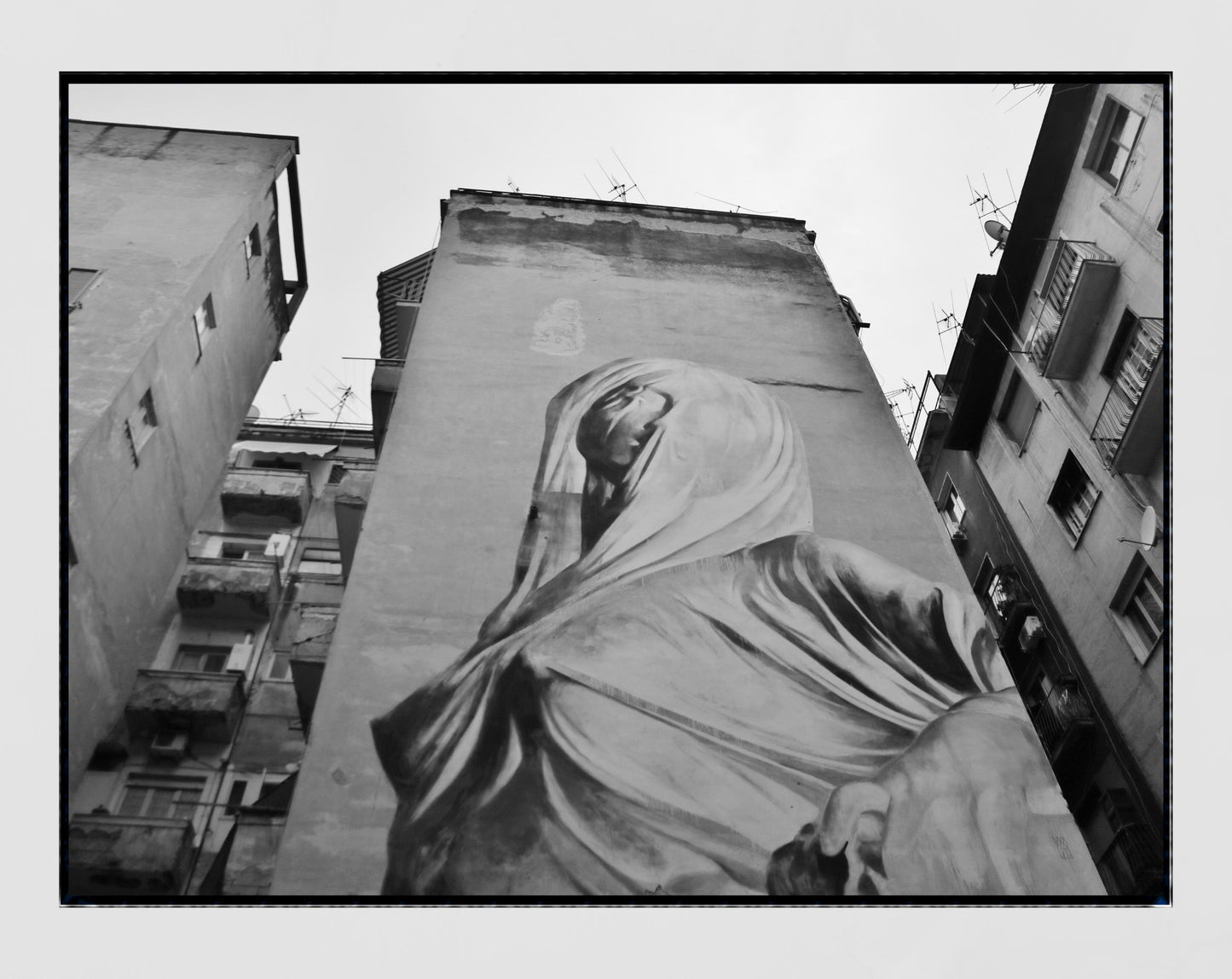 Street Art Print Spanish Quarter Naples Black And White Photography