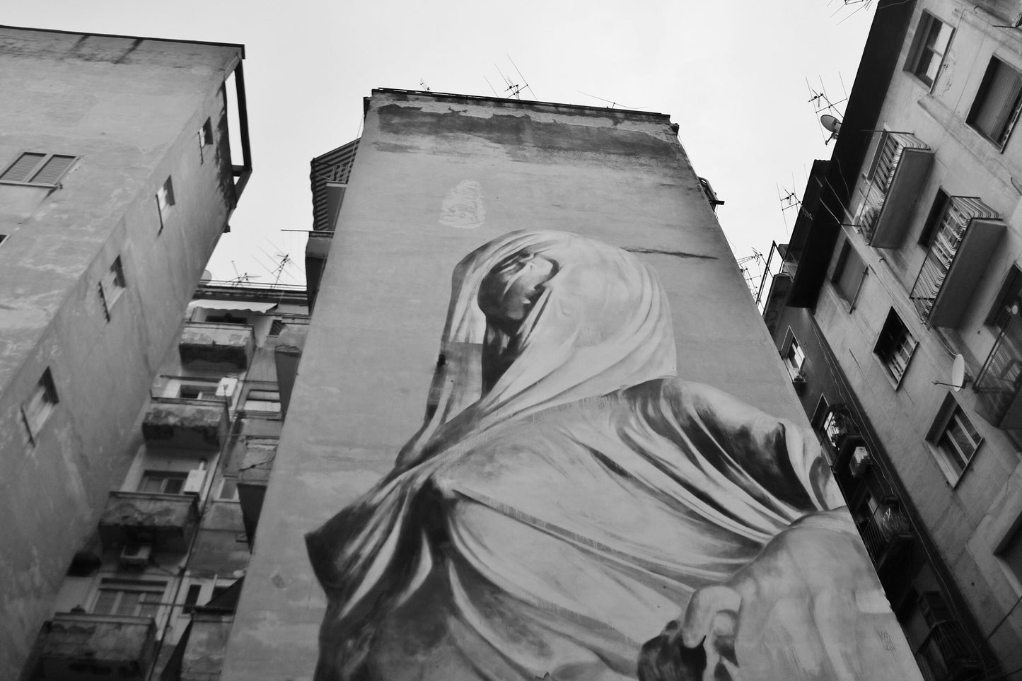 Street Art Print Spanish Quarter Naples Black And White Photography