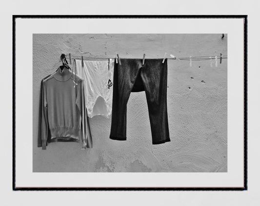 Laundry Photography Naples Italy Black And White Print