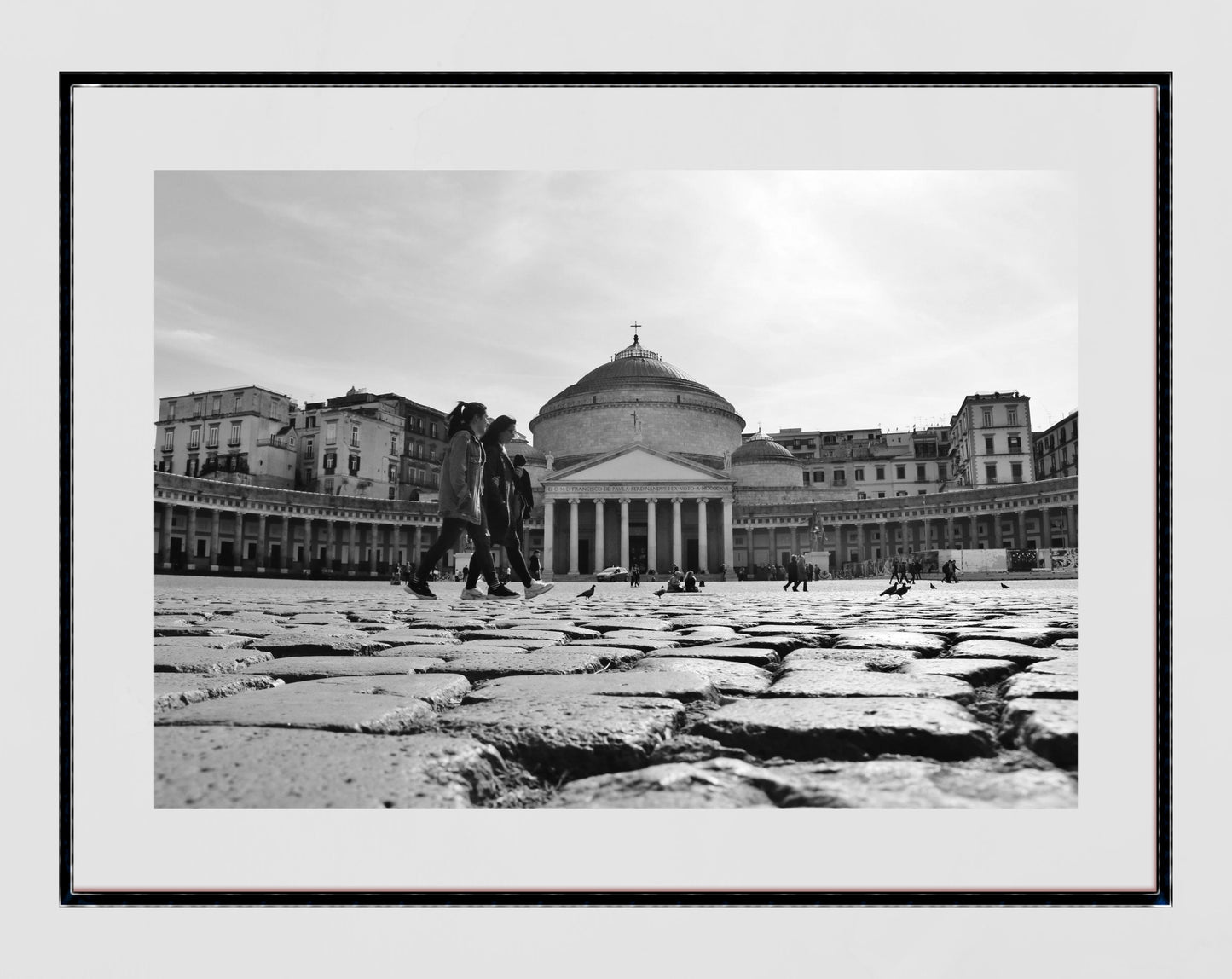 Naples Italy Piazza del Plebiscito Black And White Photography Print