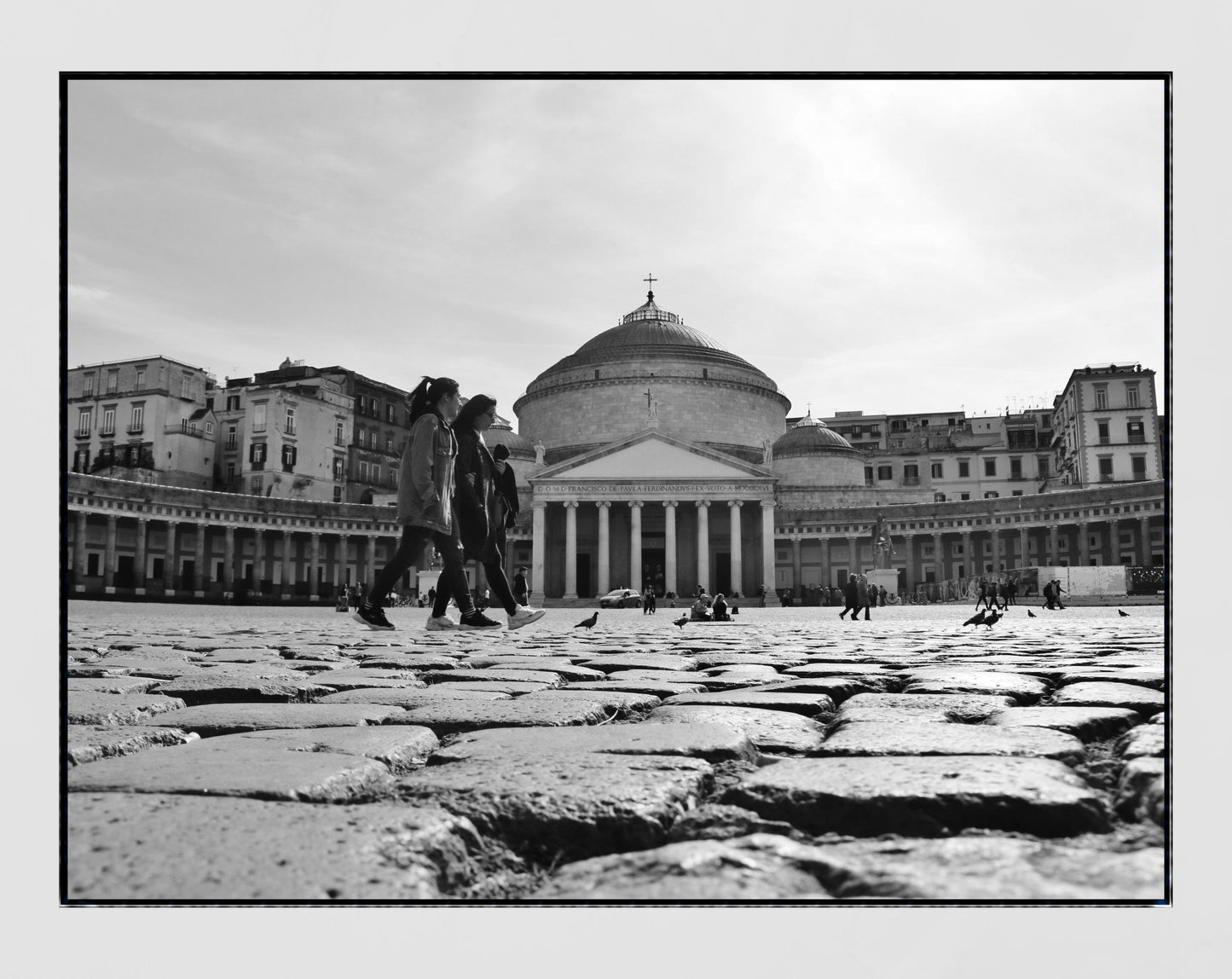 Naples Italy Piazza del Plebiscito Black And White Photography Print