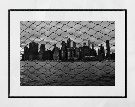 Manhattan New York Skyline Black And White Photography Print