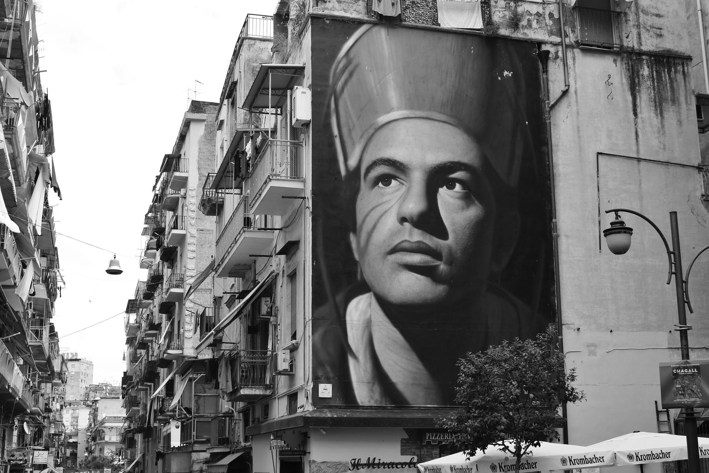 Saint Gennaro Mural Naples Italy Black And White Photography Print