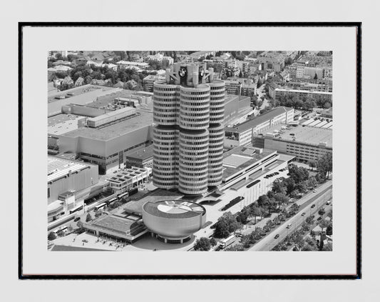 Munich Skyline BMW Black And White Photography Print Poster