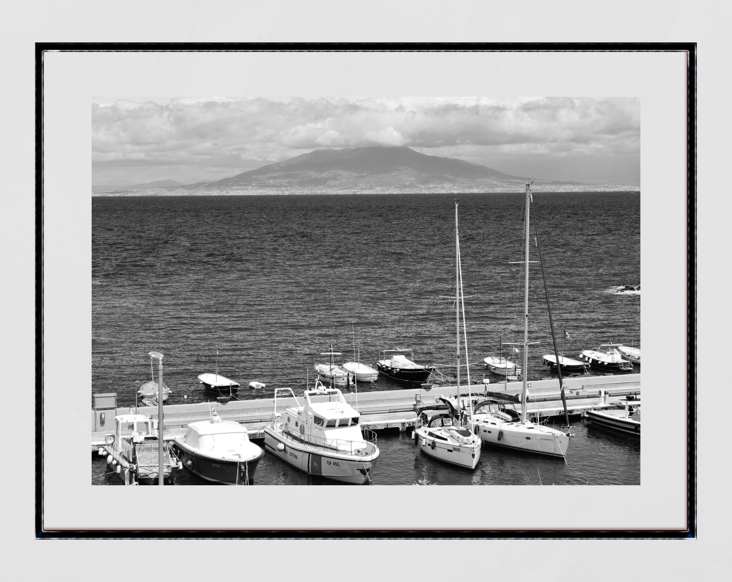 Capri Italy Wall Art Mount Vesuvius Black And White Photography Print