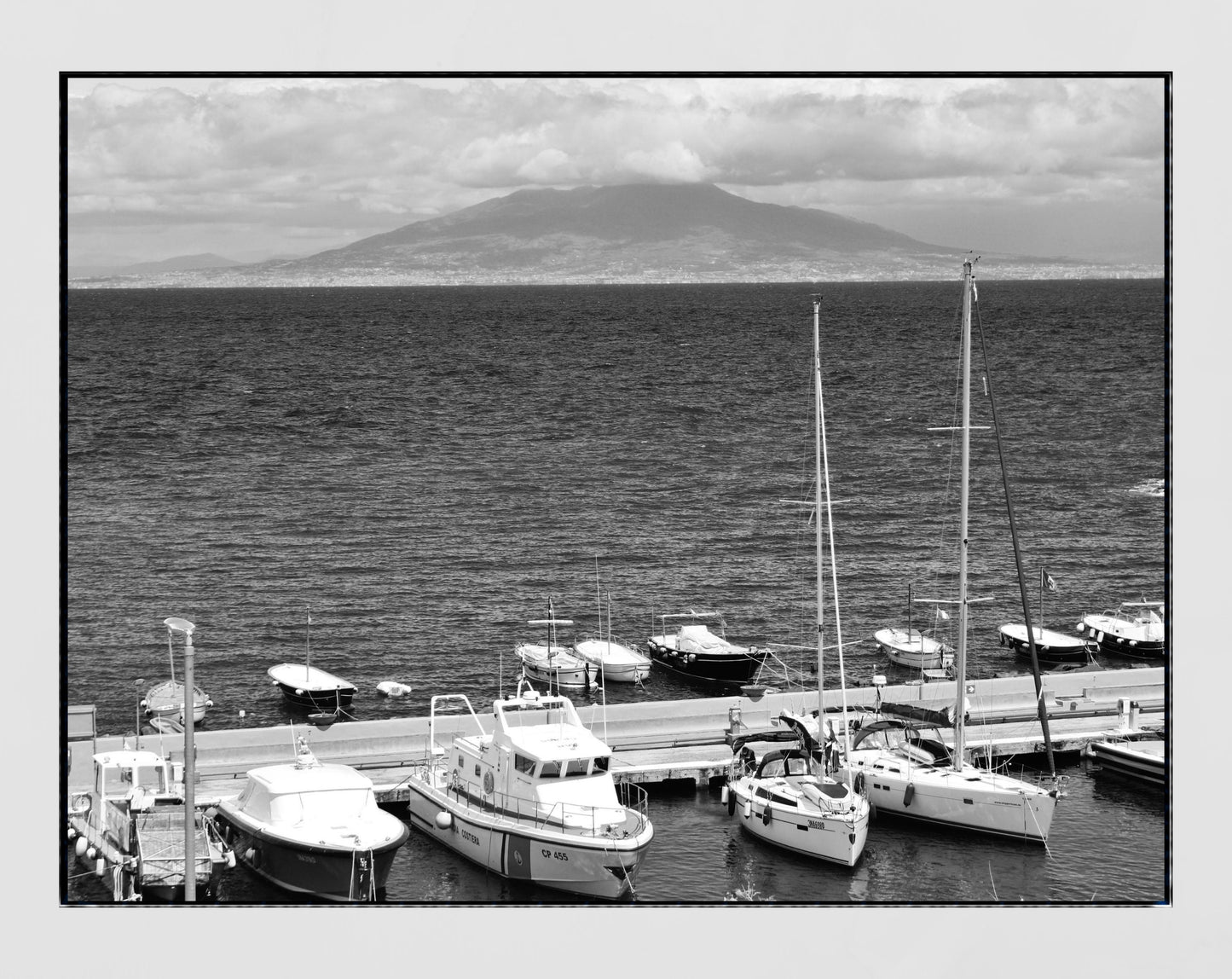 Capri Italy Wall Art Mount Vesuvius Black And White Photography Print