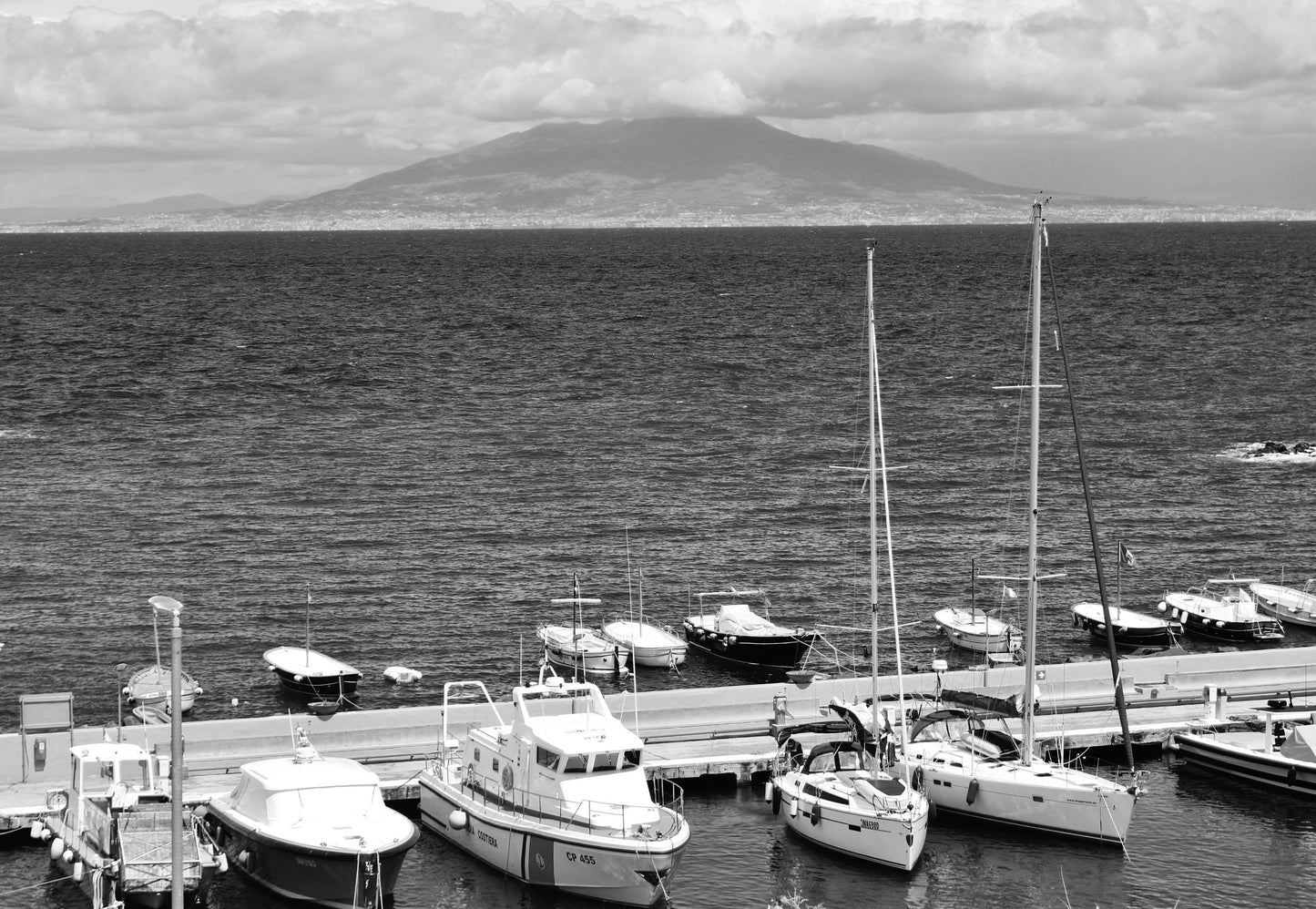 Capri Italy Wall Art Mount Vesuvius Black And White Photography Print