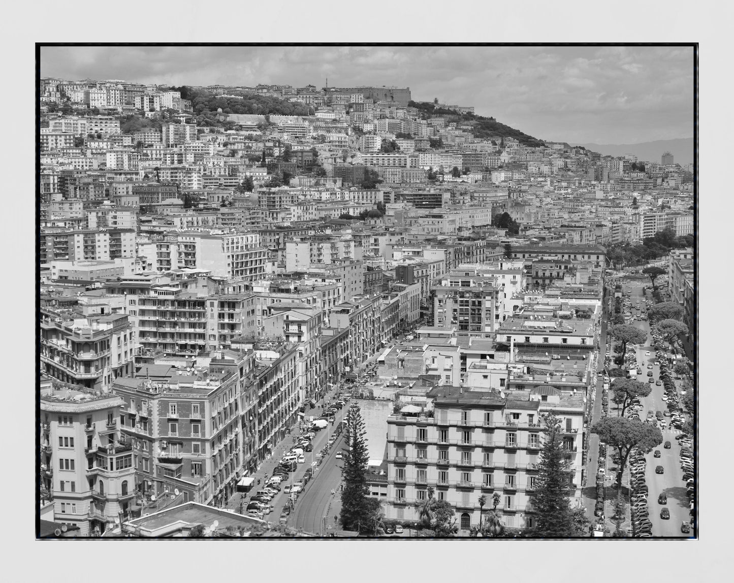 Naples Italy Skyline Black And White Photography Wall Art