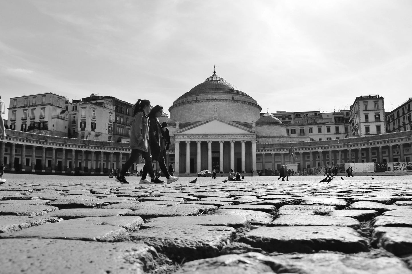 Naples Italy Piazza del Plebiscito Black And White Photography Print