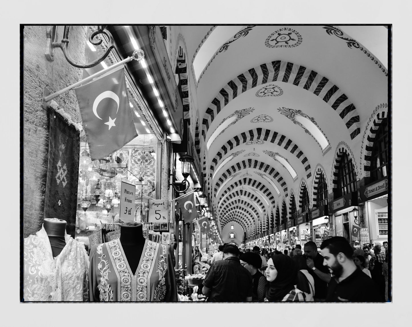 Istanbul Turkey Spice Black And White Bazaar Photography Print Poster