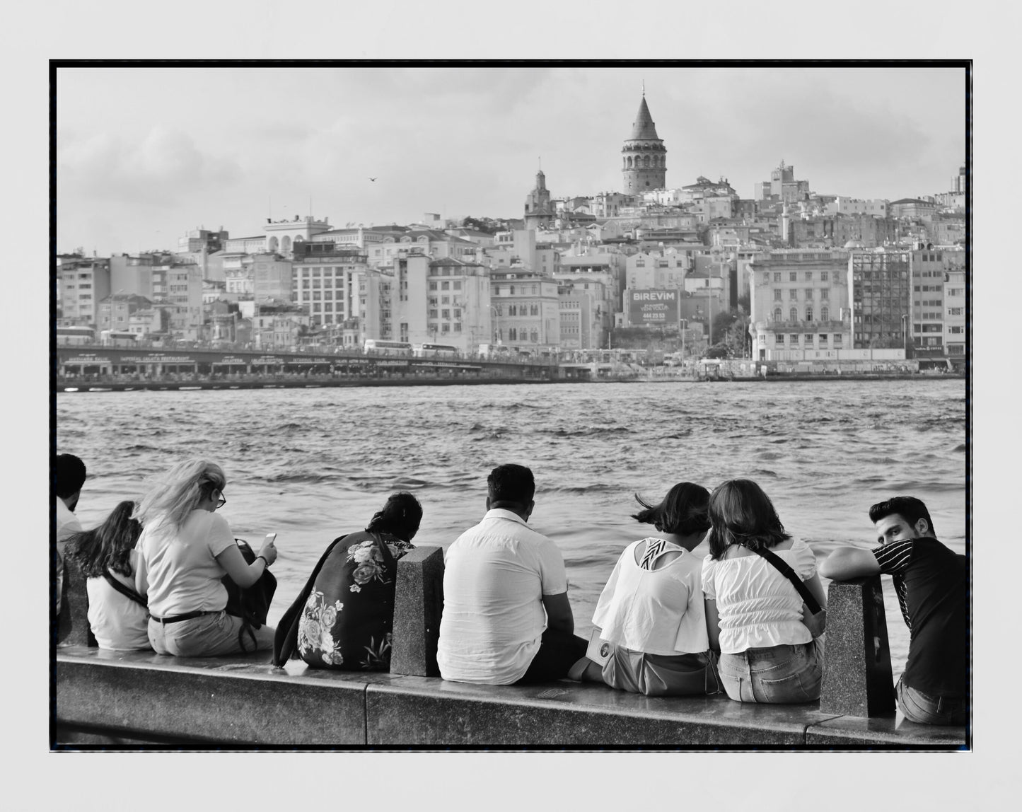 Istanbul Black And White Galata Tower Eminonu Photography Print